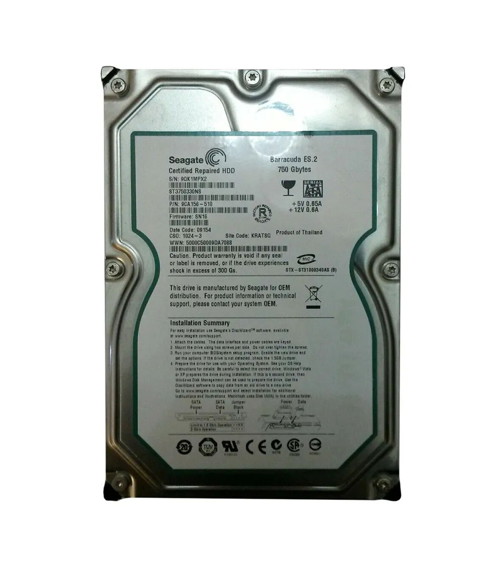 9CA156-510 - Seagate 750GB 7200RPM SATA 3Gb/s 3.5-in Hard Drive
