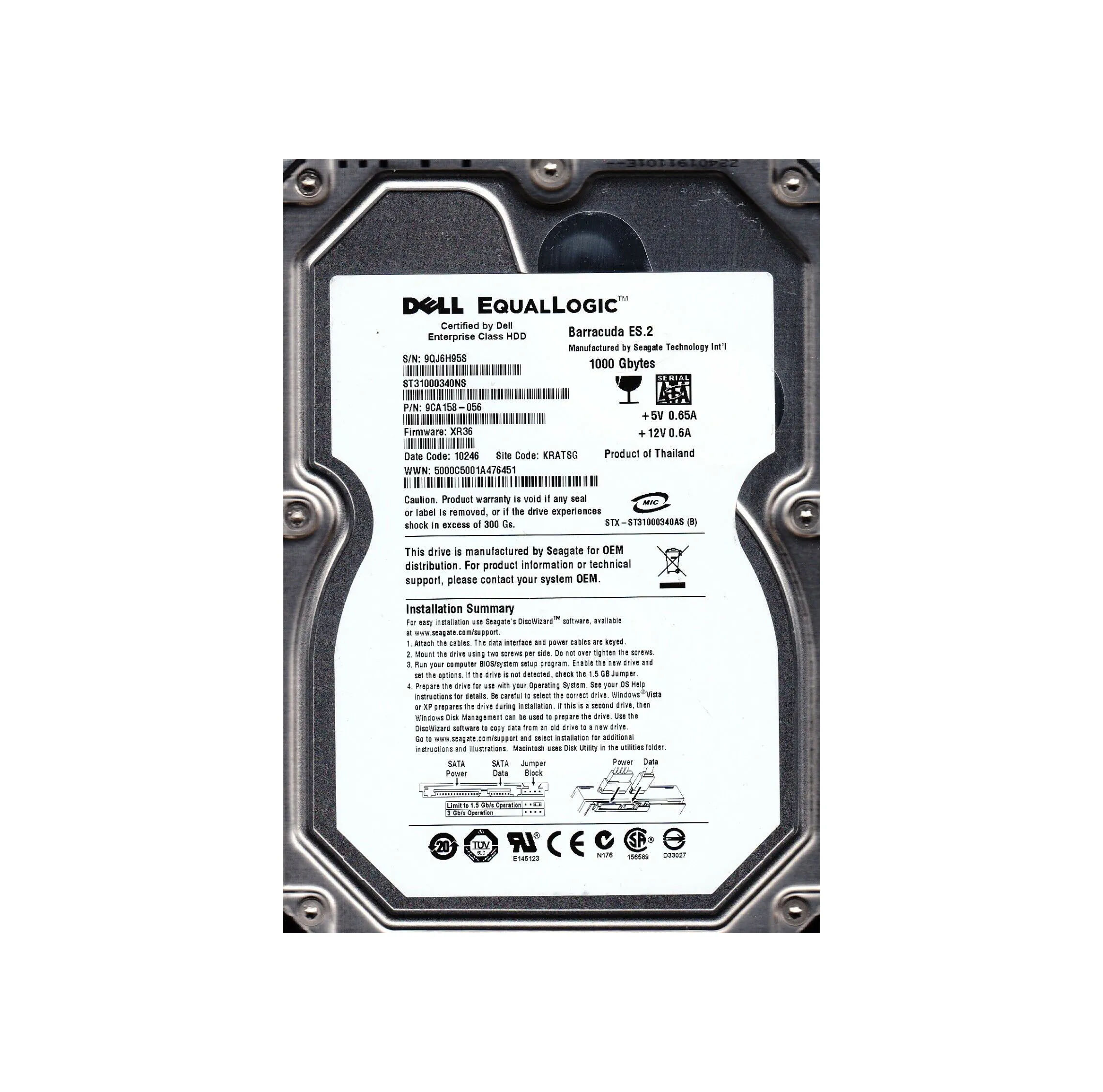 9CA158-056 - Seagate 1TB 7200RPM SATA 3Gb/s 3.5-in Hard Drive