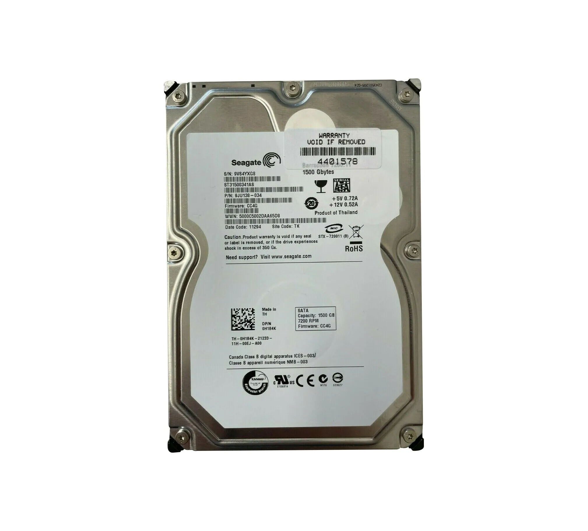 9JU138-034 - Seagate 1.5TB 7200RPM SATA 3Gb/s 3.5-in Hard Drive