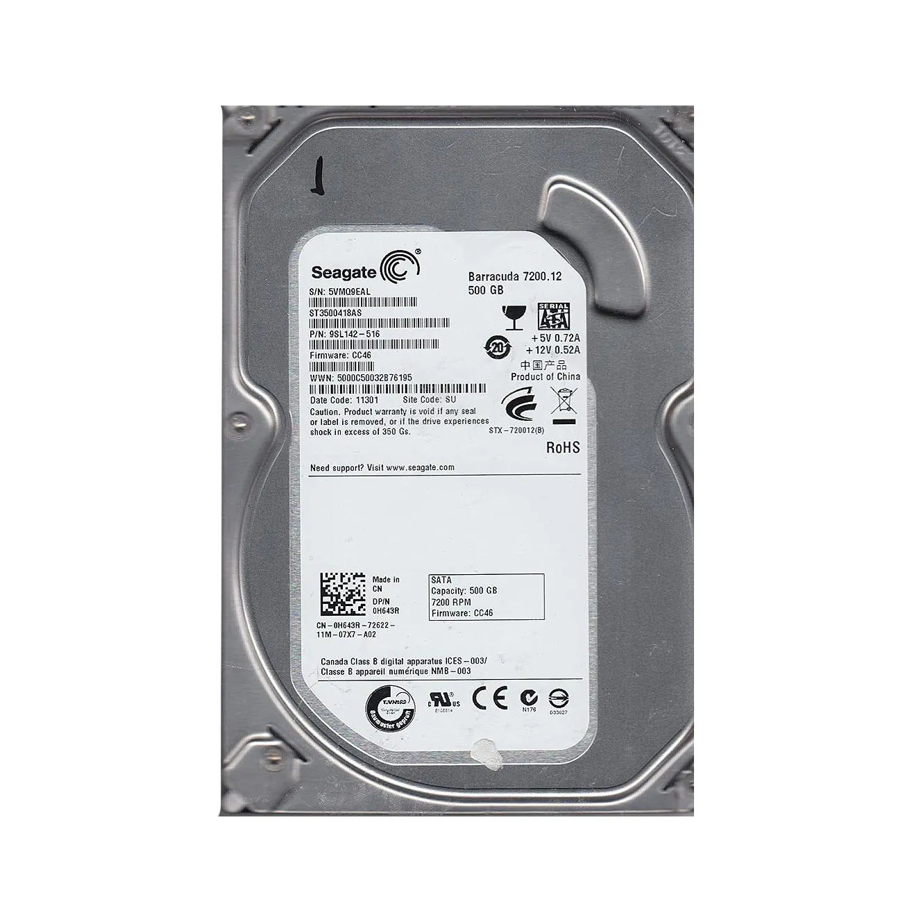 9SL142-516 - Seagate 500GB 7200RPM SATA 3Gb/s 3.5-in Hard Drive