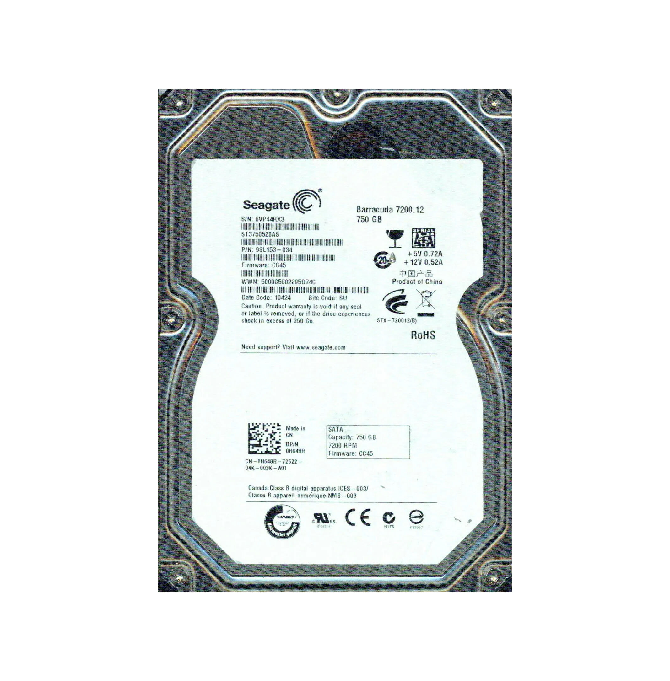 9SL153-034 - Seagate 750GB 7200RPM SATA 3Gb/s 3.5-in Hard Drive