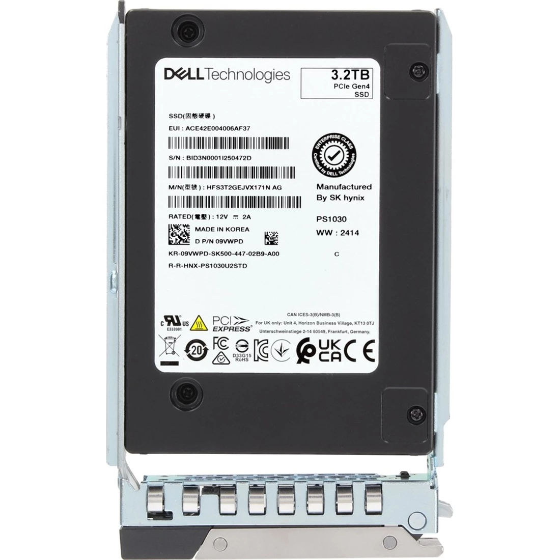 Dell 9VWPD PS1030 3.2TB Mixed Use U.2 NVMe SSD