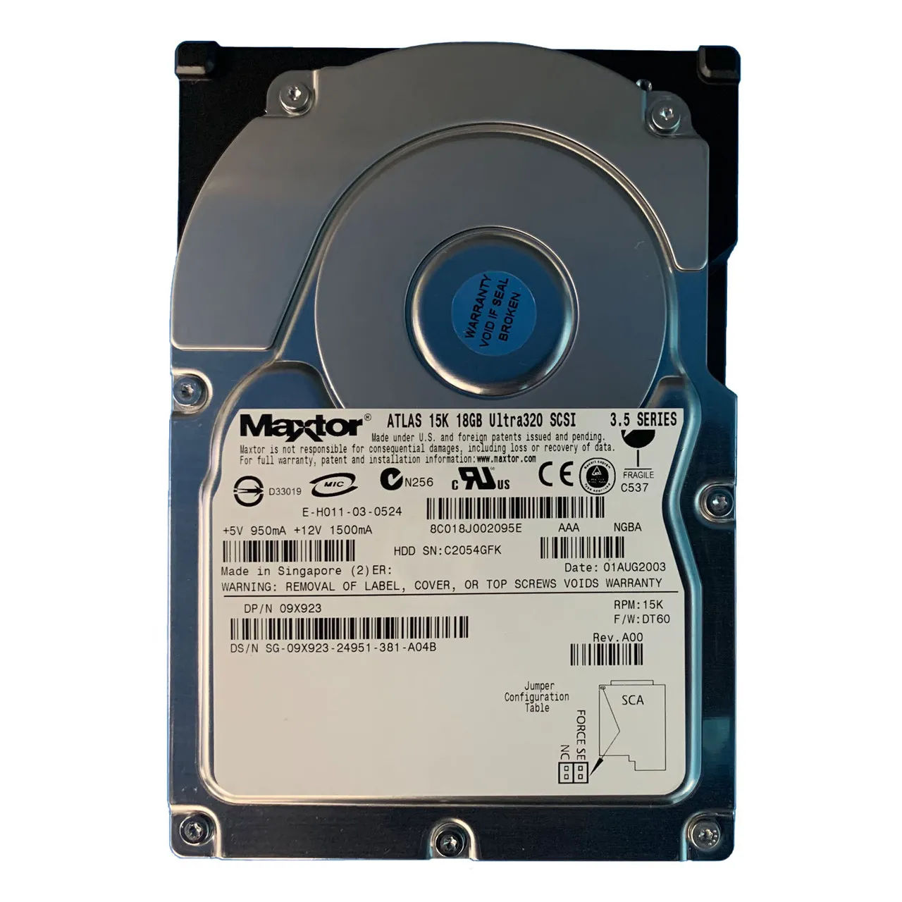 9X923 - Dell 18GB 15000RPM SCSI 320MB/s 3.5-in Hard Drive