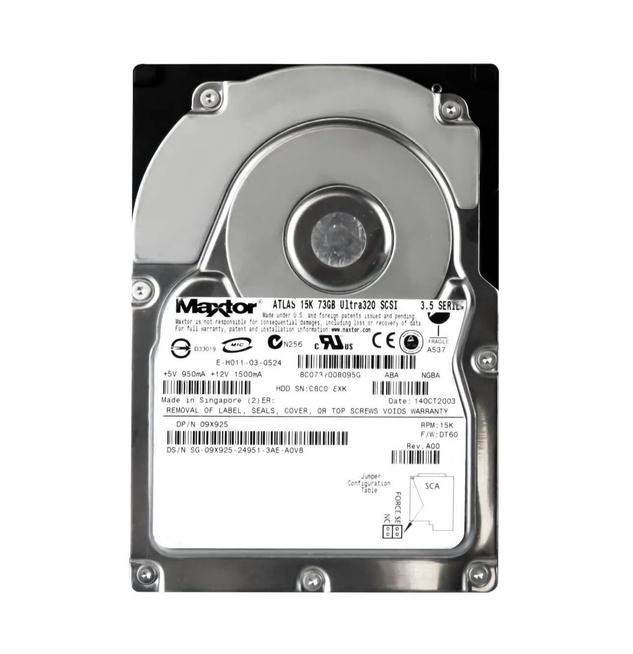9X925 - Dell 73GB 15000RPM SCSI 320MB/s 3.5-in Hard Drive