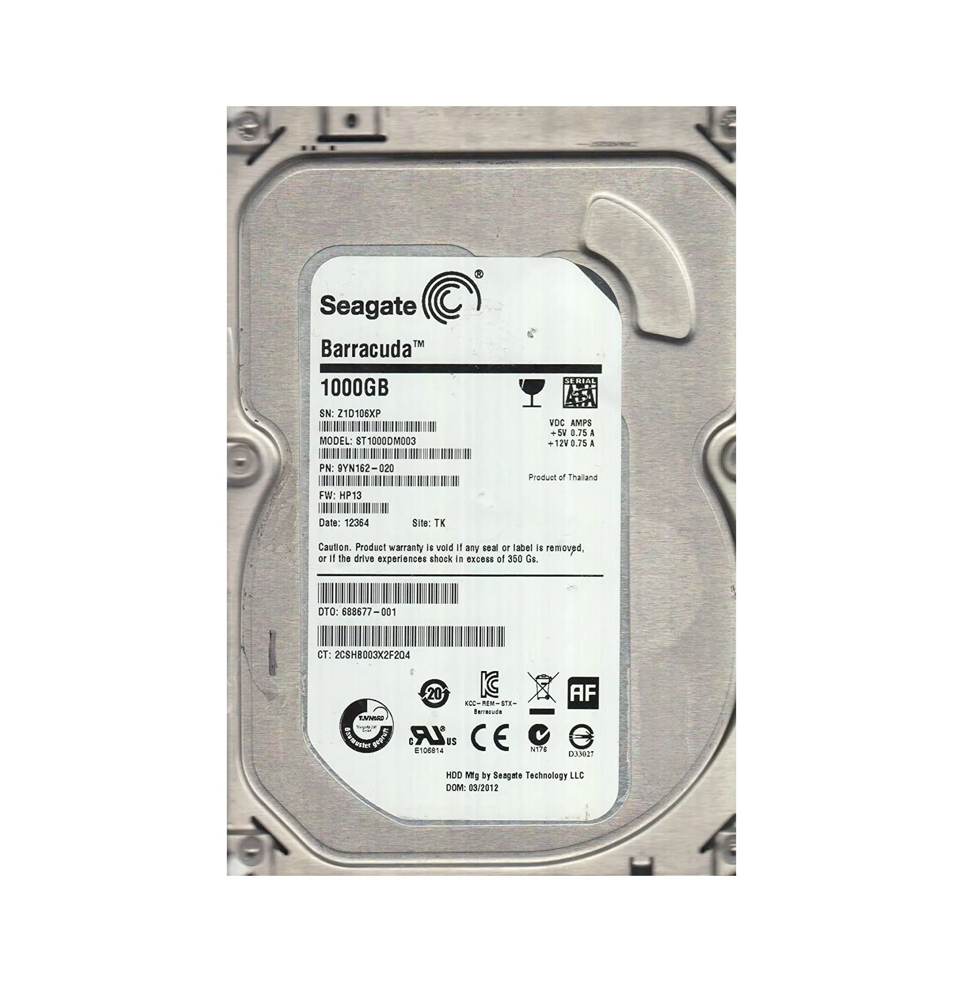 9YN162-020 - Seagate 1TB 7200RPM SATA 6Gb/s 3.5-in Hard Drive