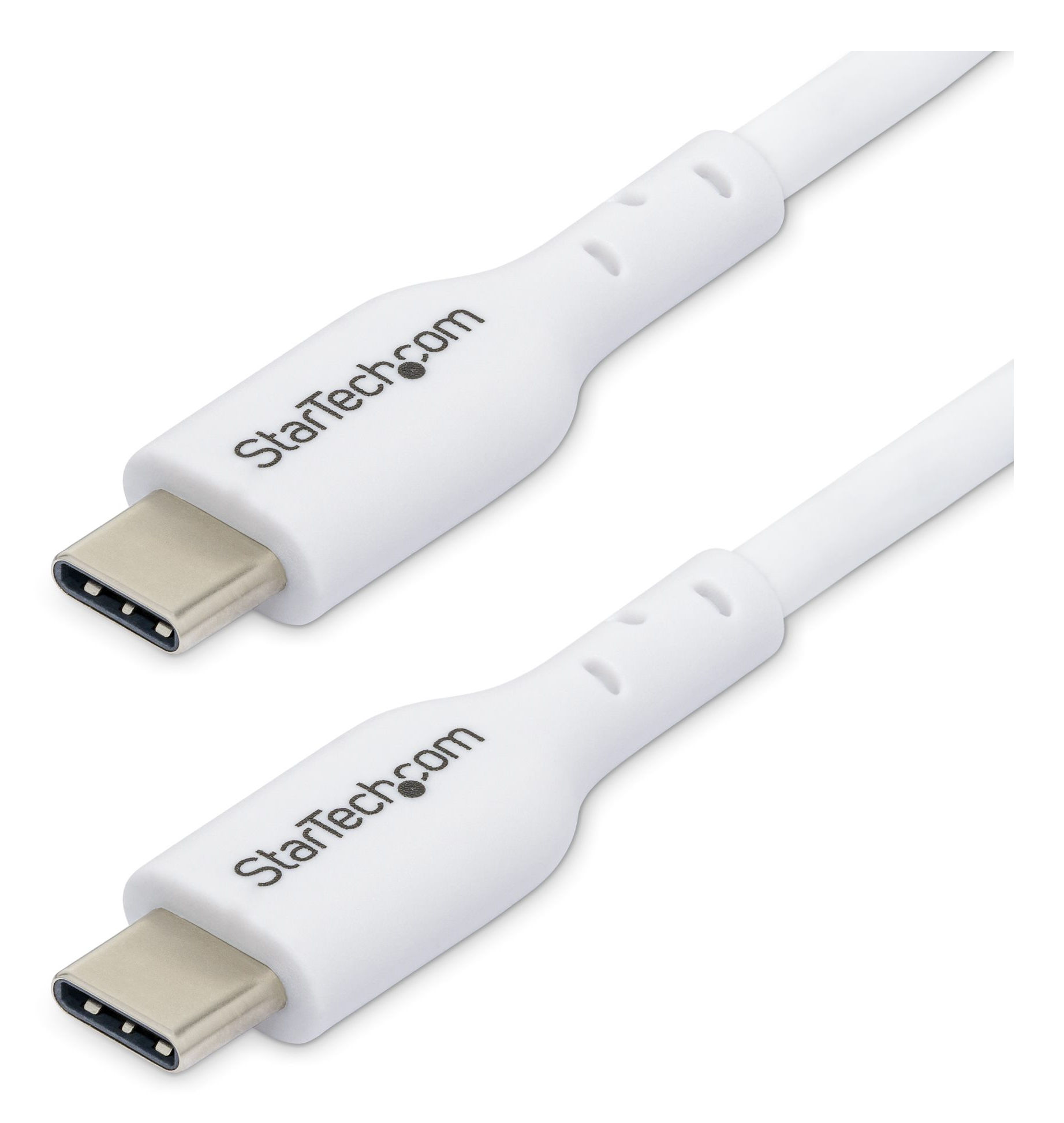 StarTech.com 10ft (3m) White USB-C Charging Cable, USB C Cable, USB 2.0 Type-C Laptop Charger Cord, 60W 3A Power Delivery, TPE Jacket, USB-C Data Transfer Cable, M/M