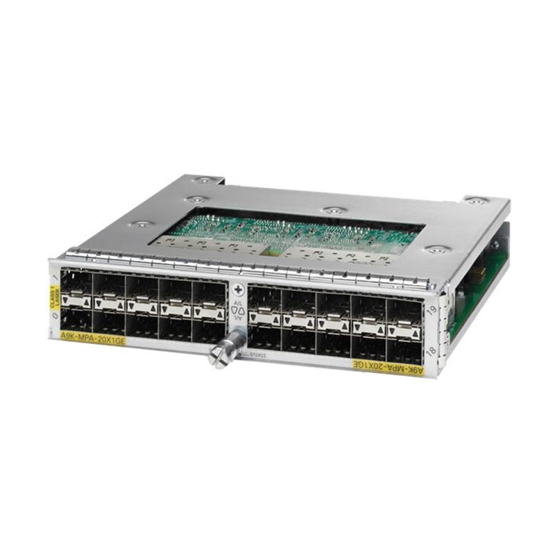 A9K-MPA-20x1GE, Cisco ASR 9000 Router Modular Port Adapter, 20x1GE ports/Hot-swappable/Modular design