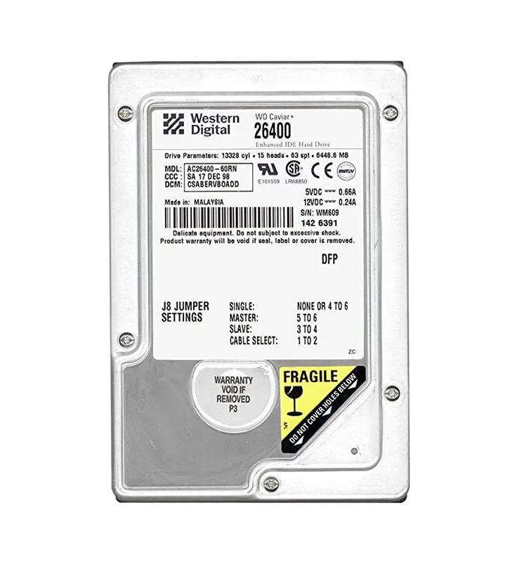 AC26400 - WD Caviar 6.4GB 5.4K EIDE 512KB Cache (512) 3.5" Hard Drive