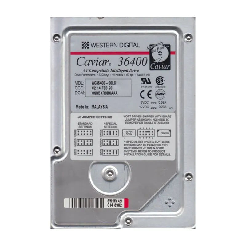 AC36400 - WD Caviar 6.4GB 5400RPM EIDE 256KB Cache 3.5-Inch Hard Drive