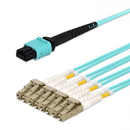 ADD-MPO-4LC10F5OM4P-2FBO - 10FT MPO/UPC TO 4XLC DUPLEX (8XLC)/UPC AQUA OM4 OFNP (PLENUM-RATED) 12-STRAND FI