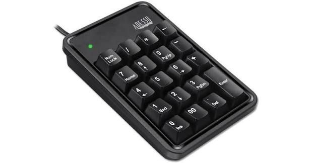 ADE-AKB-600HB - ADESSO 19-KEY USB NUMERIC KEYPAD ,BUILT-IN 3-PORT USB HUBS , DURABLE MECHNICAL