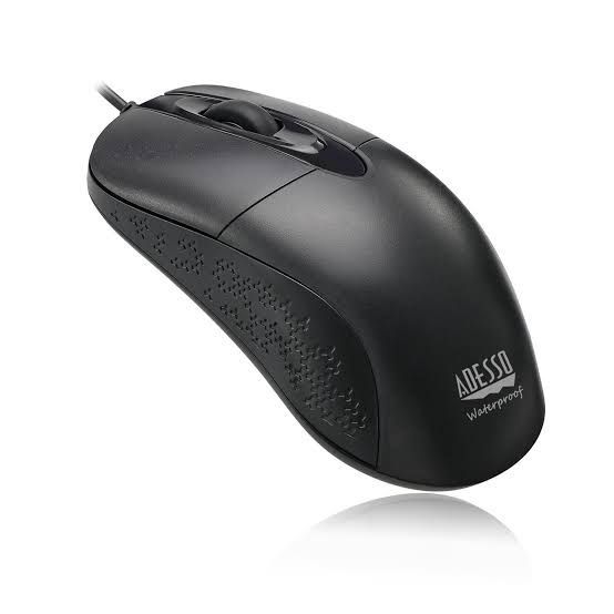 ADE-IMOUSEW4 - ADESSO IP65 WATERPROOF ANTIMICROBIAL BLACK USB SCROLL MOUSE