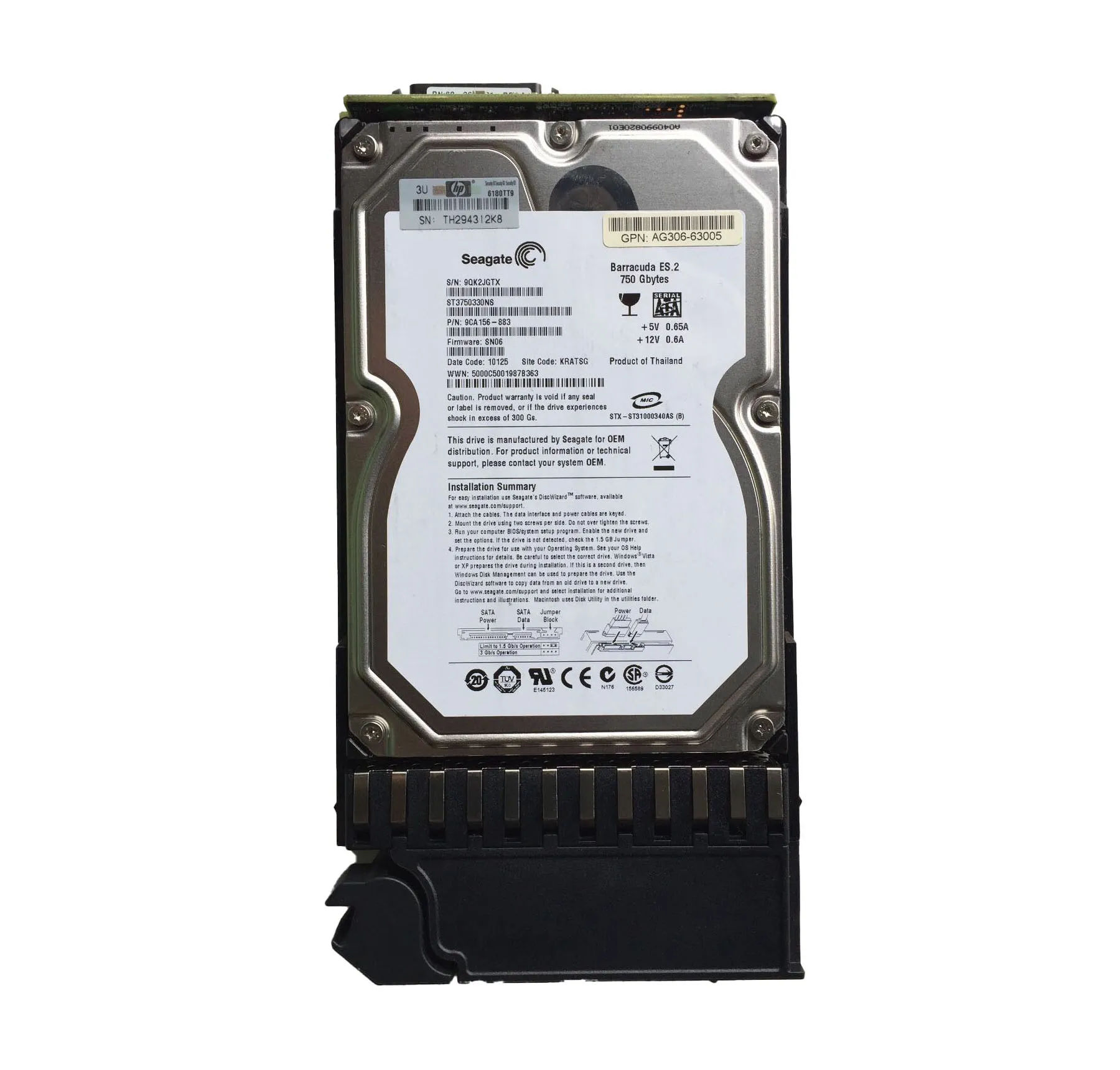 AG306-63005 - HP 750GB 7200RPM SATA 3Gb/s 3.5-in Hard Drive