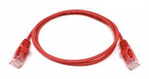 1FT CAT6 SNAGLESS PATCH CABLE, UTP, RED PVC JACKET, 23AWG, 50 MICRON, GOLD PLATE