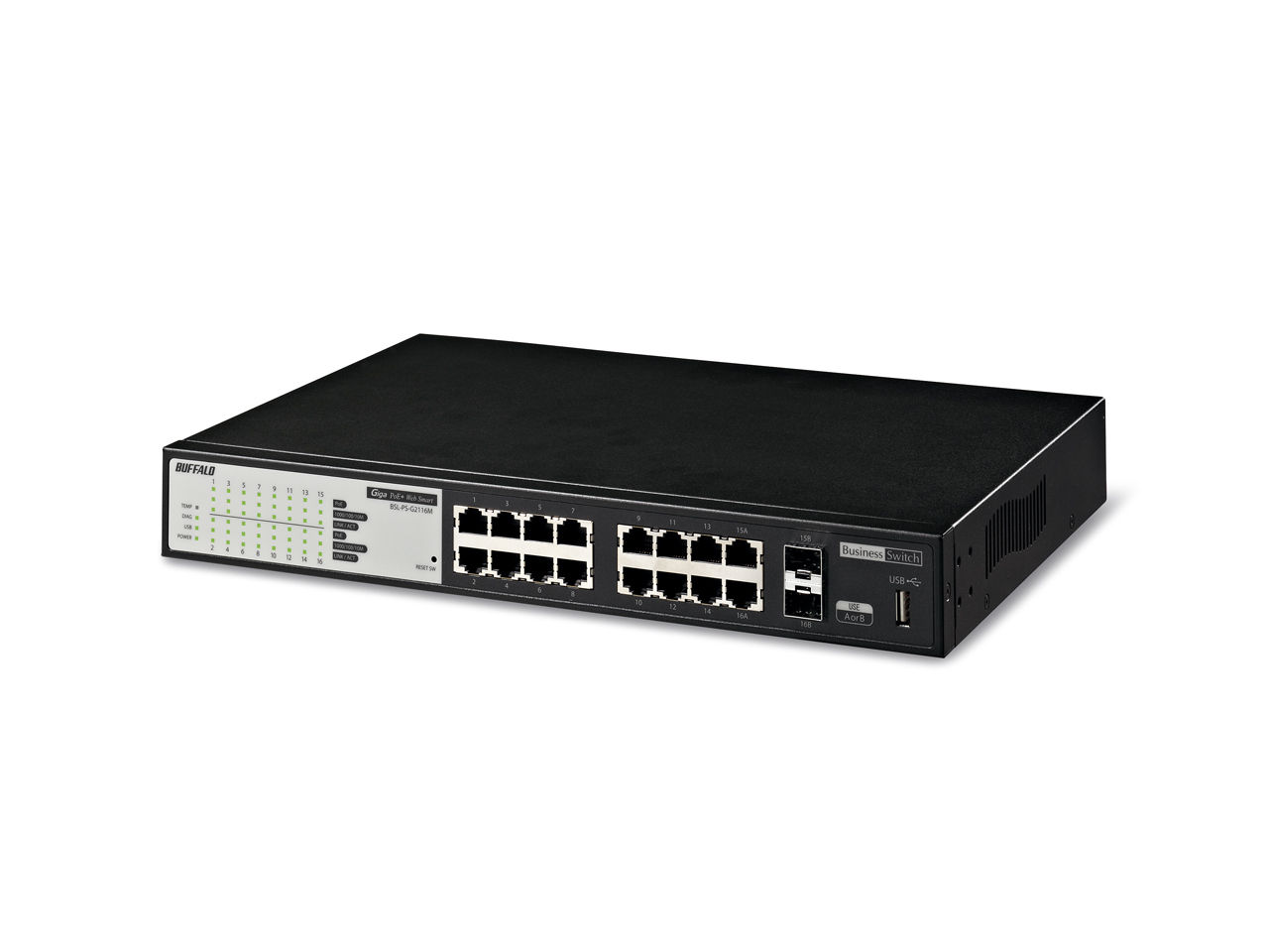 Buffalo BSL-PS-G2116M network switch Managed L2 Gigabit Ethernet (10/100/1000) Power over Ethernet (PoE) Black