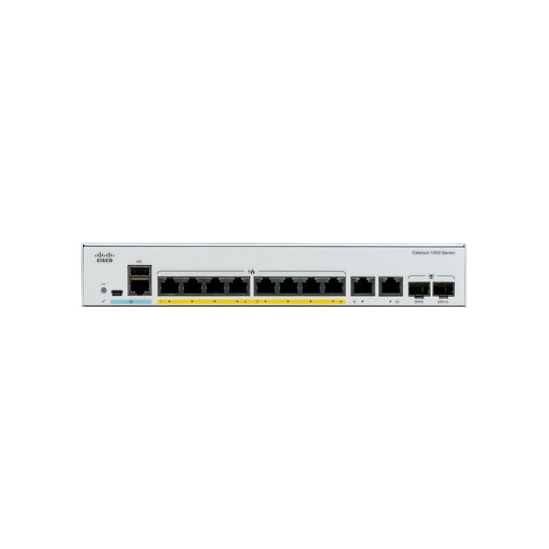 C1000-8FP-E-2G-L, Cisco Catalyst 1000 Switch, 8x PoE+ 120W/2x 1G SFP/Ext PS