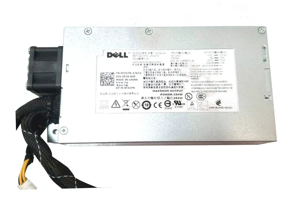 C627N - Dell 250-Watts 100-240V AC 50-60Hz Power Supply