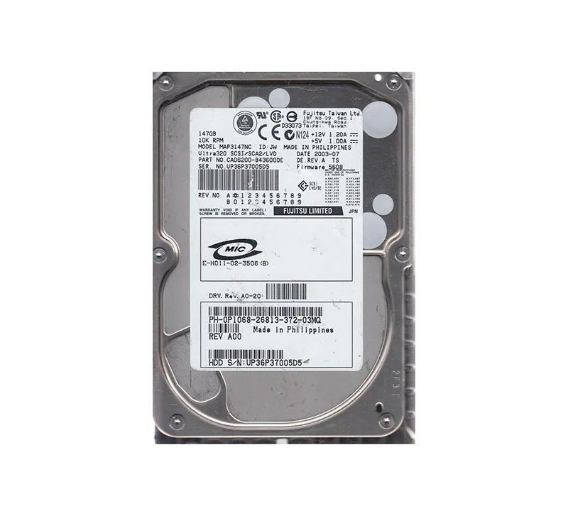 CA06200-B43600DE - Fujitsu 147GB 10K RPM SCSI U320 80p 3.5-in HDD