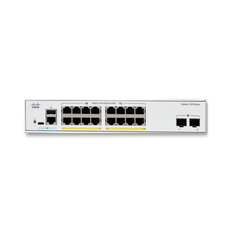 C1200-16T-2G, Cisco C1200 Series Switch, 16x10/100/1000, 2xGigabit SFP, Rack-mountable