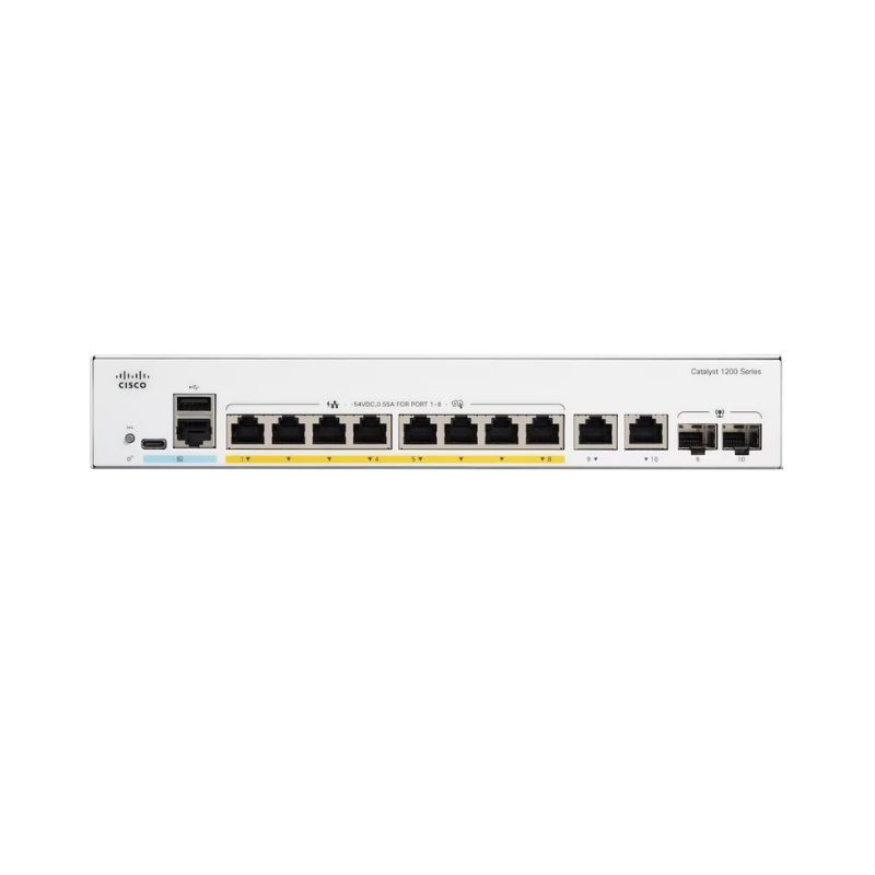 C1200-8FP-2G, Cisco Catalyst 1200 Switch, 8x PoE+ 10/100/1000, 2x GE Combo, 120W PoE