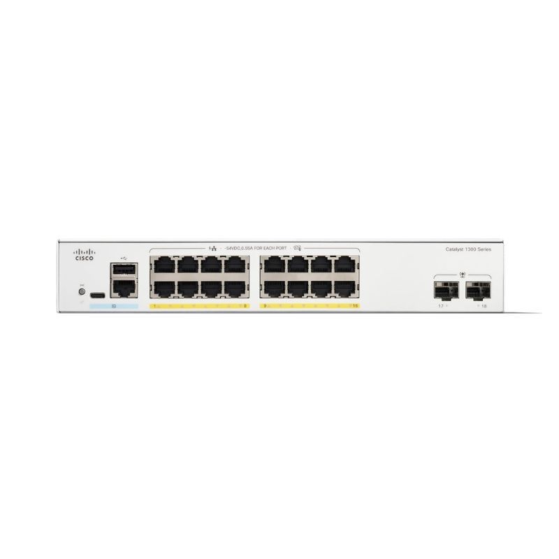 C1300-16P-2G, Cisco C1300 Switch, 16x PoE+ 120W/2x SFP/Rack-mount