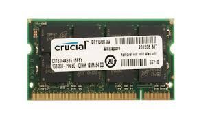 Crucial 1GB DDR-333MHz PC2700 non-ECC Unbuffered CL2.5 200-Pin SoDimm Memory Module