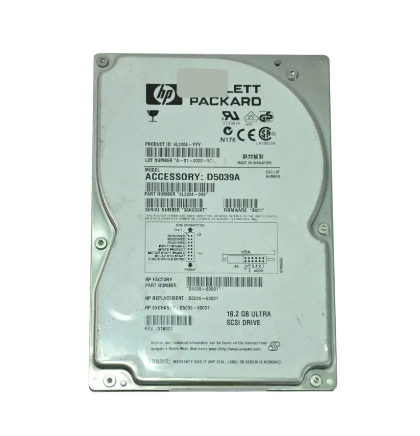 D5039A - HP 18.2GB SCSI 7200RPM 3.5-Inch Hard Drive