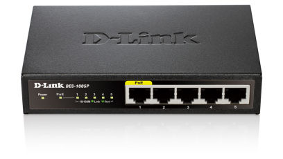 D-Link DES-1005P Unmanaged Fast Ethernet (10/100) Power over Ethernet (PoE) Black