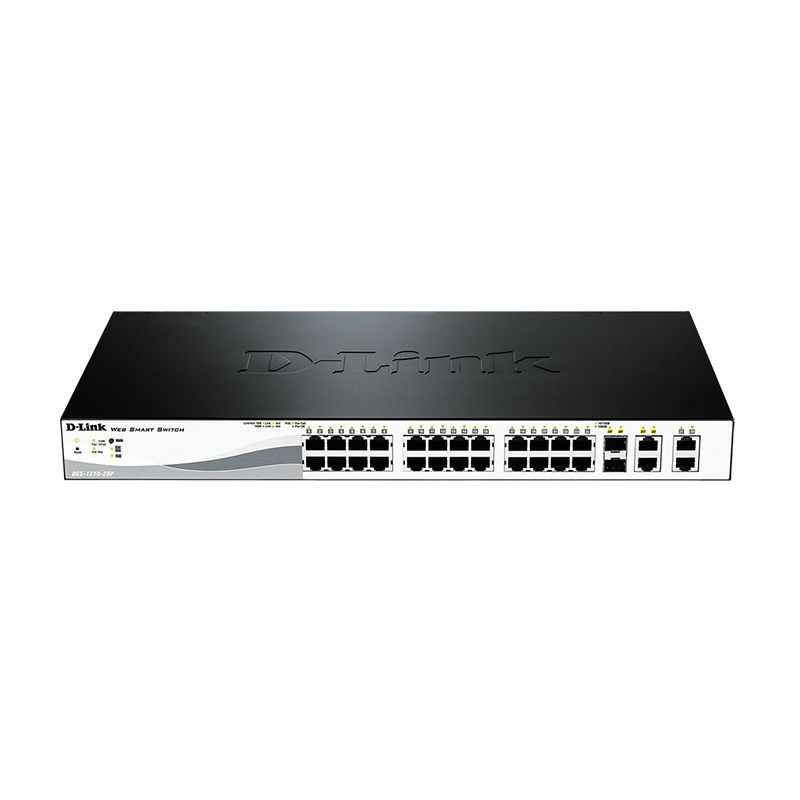 DES-1210-28, D-Link DES-1210 Series Switch, 24x100M + 4xGigabit ports, 128G switching, Smart managed