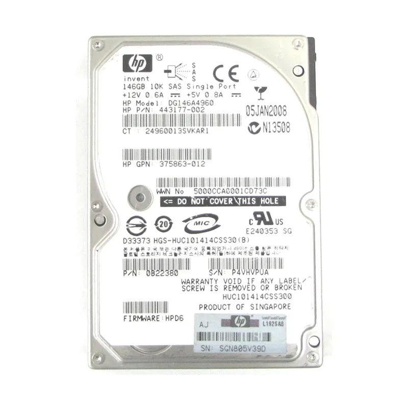 DG146A4960 - HP 146GB 10000RPM SAS 3Gb/s 2.5-in Hard Drive