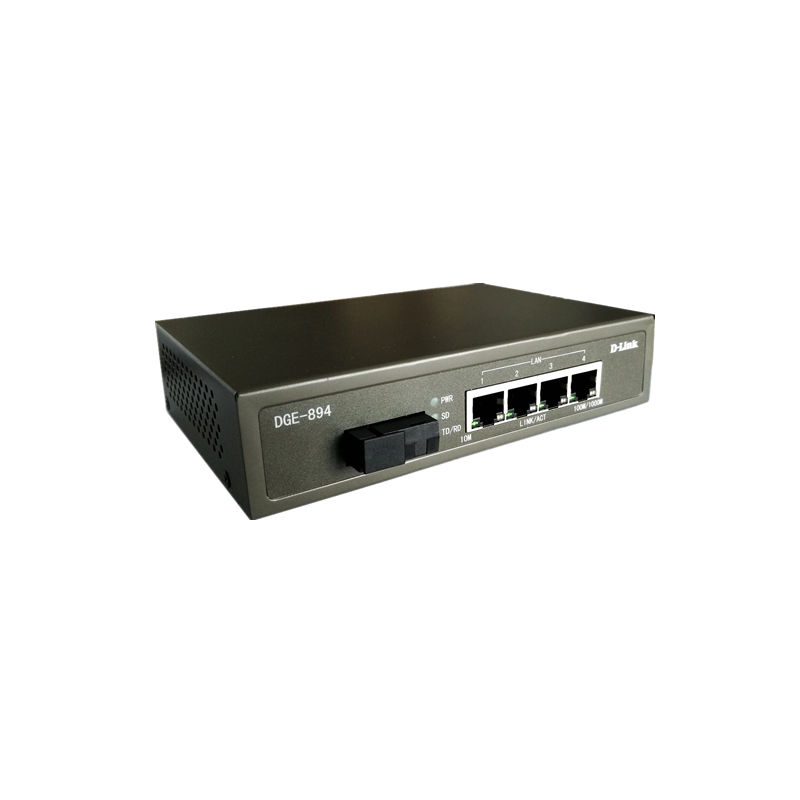 DGE-894/B, D-Link DGE-894 Series Photoelectric Converter, 4x10/100/1000Base-T, 1x1000Base-LX, 20km Transmission