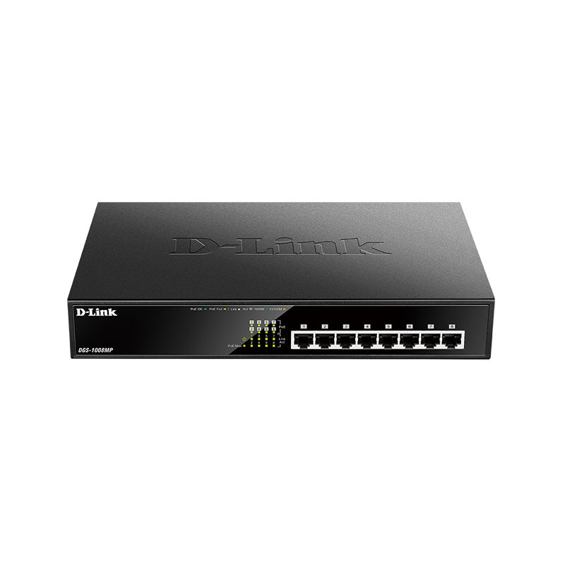 DGS-1008MP, D-Link DGS Switch, 8xGigabit PoE/Max PoE 140W/Non-managed