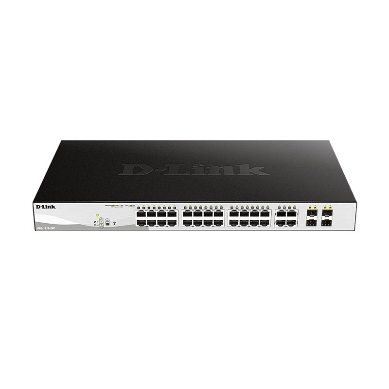 DGS-1210-28MP, D-Link DGS-1210 Series, 24xGigabit PoE + 4xGigabit SFP, 256G Switching Capacity, 370W PoE