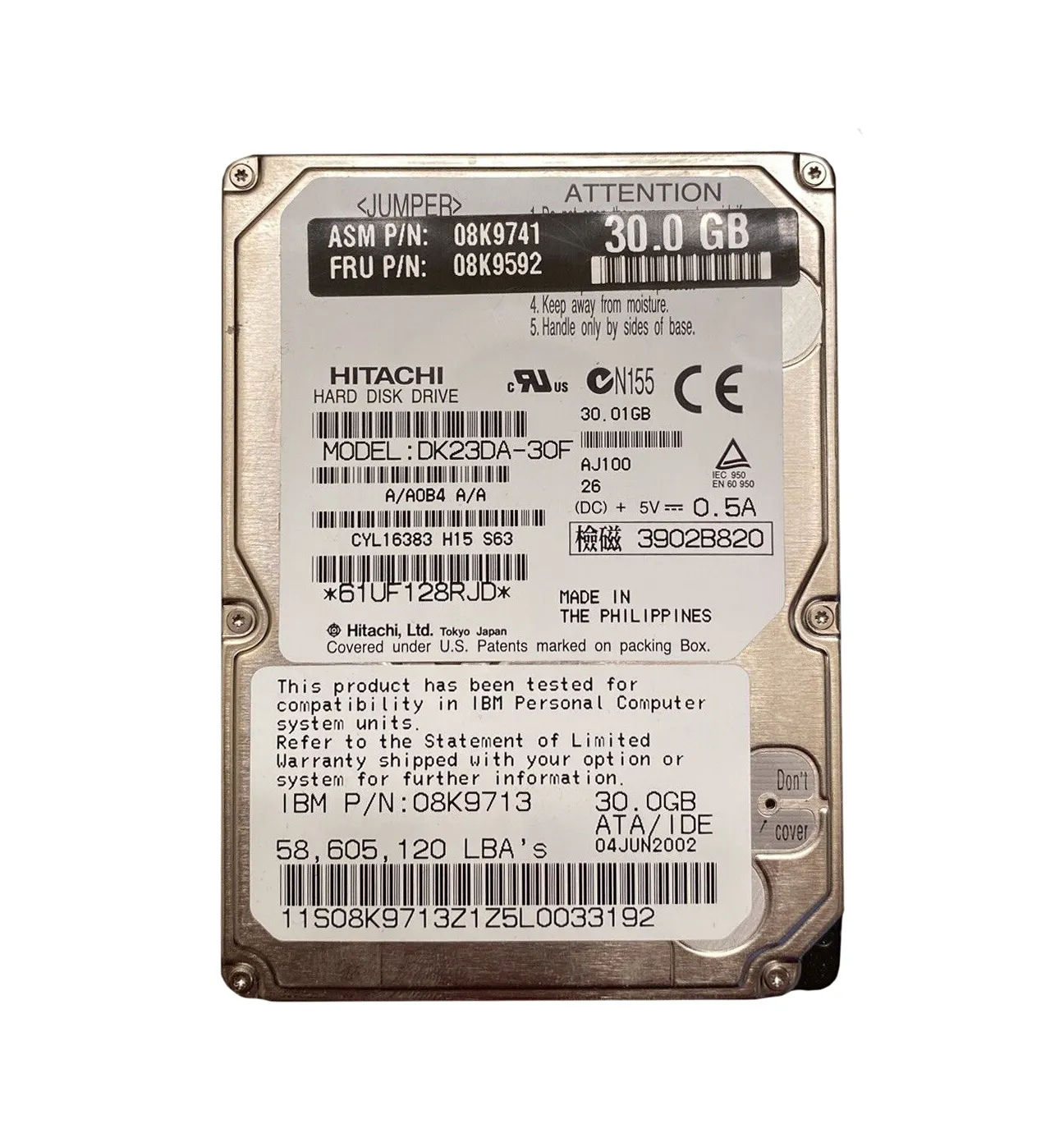 DK23DA-30F - Hitachi 30GB 4200RPM IDE/ATA 2MB Cache 2.5" Hard Drive