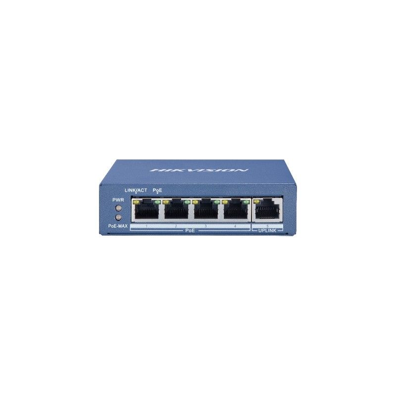 DS-3E0505P-E/M, Hikvision DS-3E Switch, 4 Port Gigabit Unmanaged POE Switch
