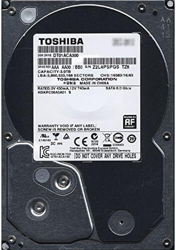 Toshiba DT01ACA300 3TB 7.2K 3.5in. 6.0Gb/s SATA Hard Drive