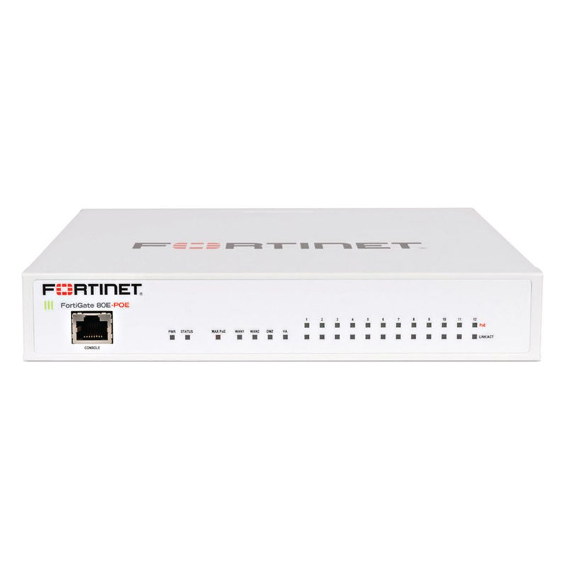 FG-80E-POE, Fortinet Firewall, 16xGE RJ45/12xPoE/Max FortiAPs 32