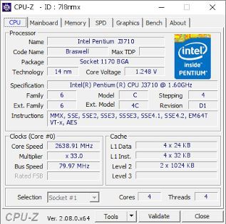 Intel Pentium J3710 Quad-Core 1.60GHz Processor FH8066501715931