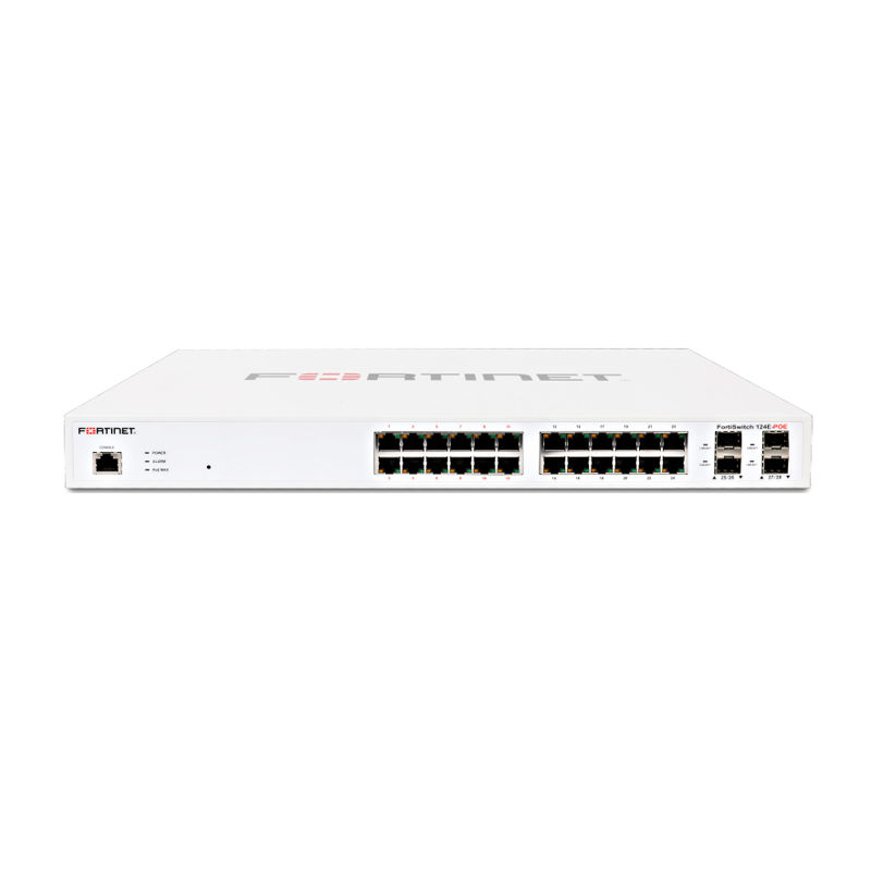 FS-124E-POE, Fortinet FS-124E-POE Switch, 24xGE RJ45/4xSFP/12xPoE/185W