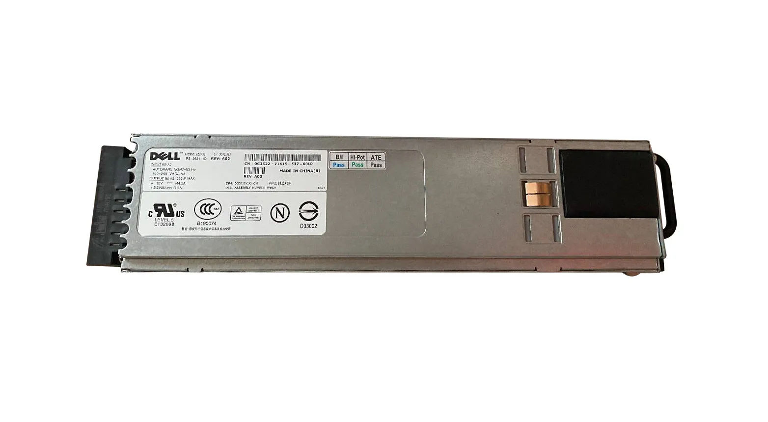 G3522 - Dell 550-Watts 100-240V AC 47-63Hz Power Supply