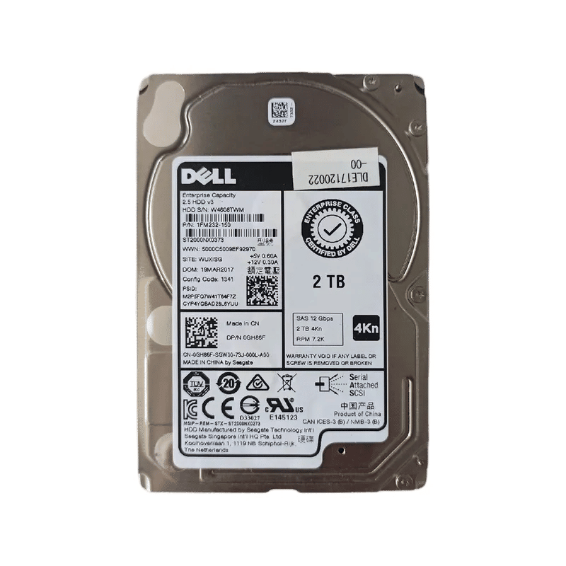 Dell GH86F 2TB 7.2K 4Kn SAS 2.5in HDD