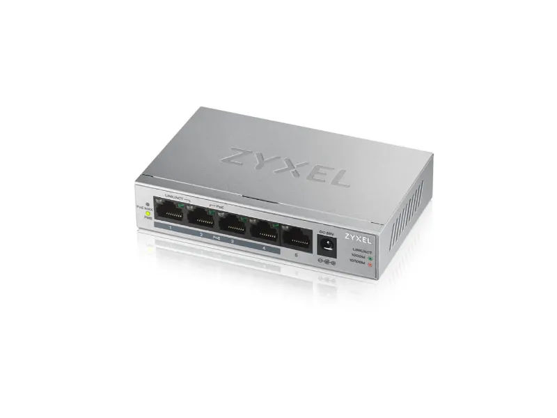 GS1005HP - ZyXEL 5 x Ports PoE 10/100/1000Base-T Layer 2 Unmanaged Desktop Gigabit Ethernet Network Switch