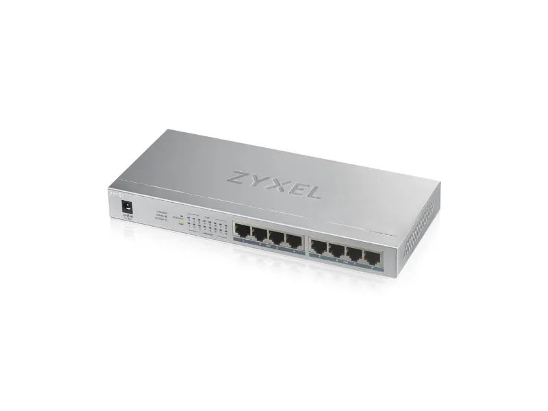 GS1008HP - ZyXEL 8 x Ports PoE+ 10/100/1000Base-T Layer 2 Unmanaged 1U Rack-mountable Gigabit Ethernet Network Switch