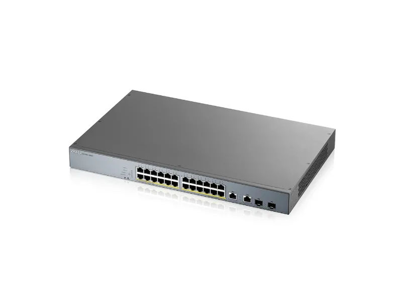 GS1350-26HP - ZyXEL 24 x Ports PoE+ 10/100/1000Base-T + 2 x Combo SFP Ports Layer 2 Managed 1U Rack-mountable Gigabit Ethernet Network Switch