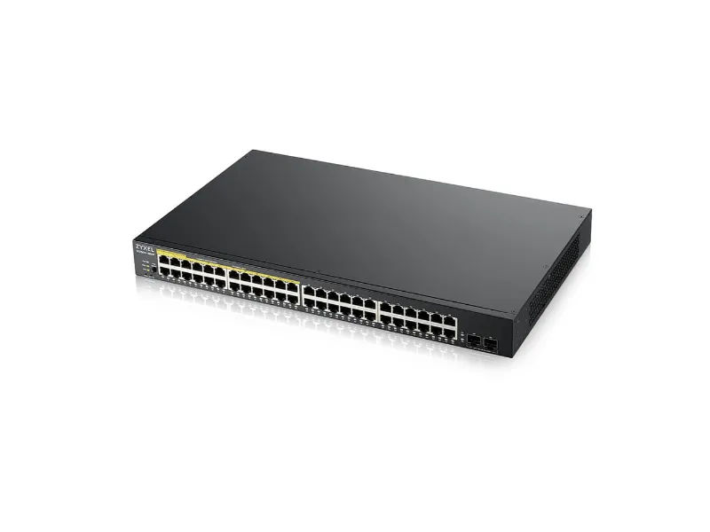 GS1900-48HPv2 - ZyXEL 48 x Ports PoE+ 10/100/1000Base-T + 2 x SFP Ports Layer 2 Managed 1U Rack-mountable Smart Switch