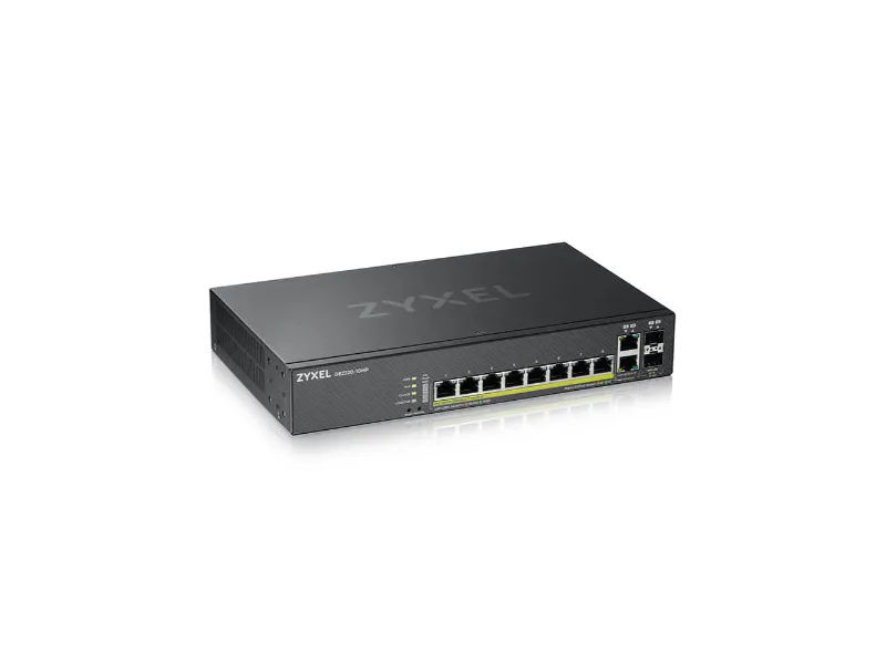 GS2220-10HP - ZyXEL 8 x Ports PoE+ 10/100/1000Base-T + 2 SFP Ports Layer 2 Managed 1U Rack-mountable Gigabit Ethernet Network Switch