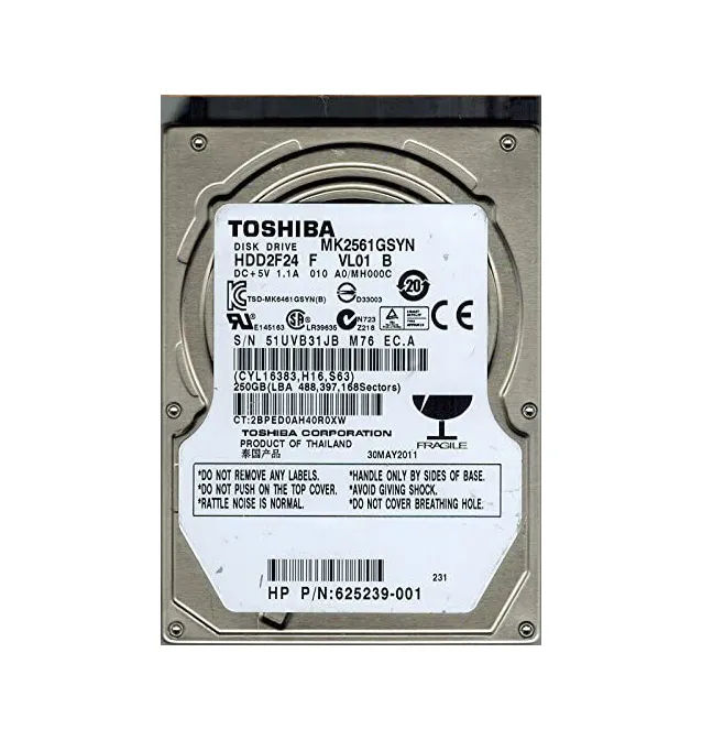 HDD2F24 - Toshiba 250GB 7200RPM SATA 3Gb/s 2.5-in Hard Drive