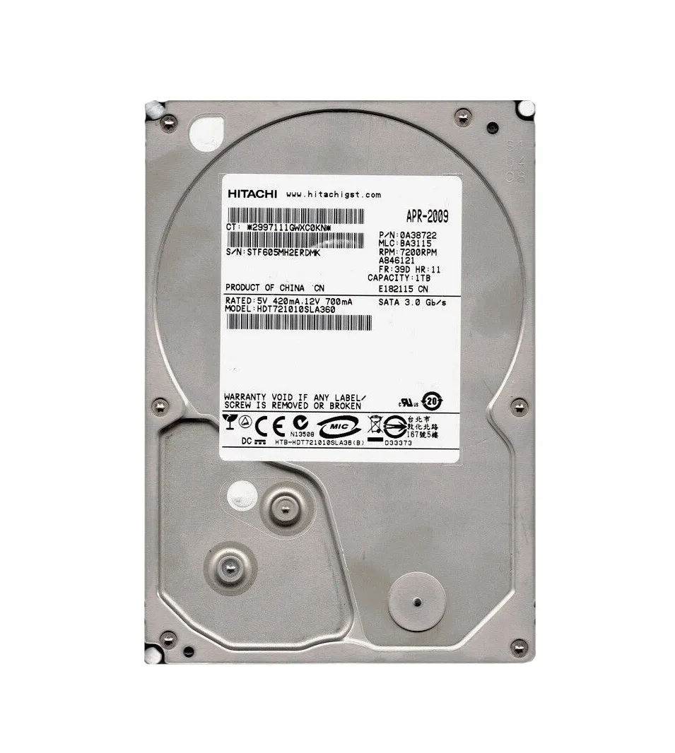 HDT721010SLA360 - Hitachi 1TB 7200RPM SATA 3Gb/s 3.5-in Hard Drive