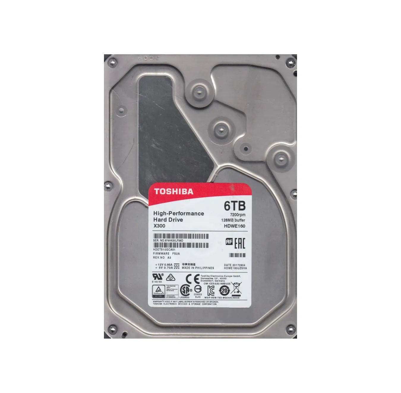 HDWE160UZSVA - Toshiba 6TB 7200RPM SATA 6Gb/s 3.5-in Hard Drive
