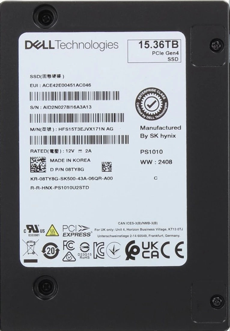 HFS15T3EJVX171N - Hynix PS1010 15.36TB PCI Express NVMe U.2 SSD